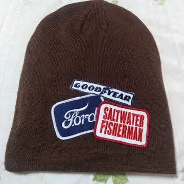 빈티지 비니 니트 모자 브라운 포드