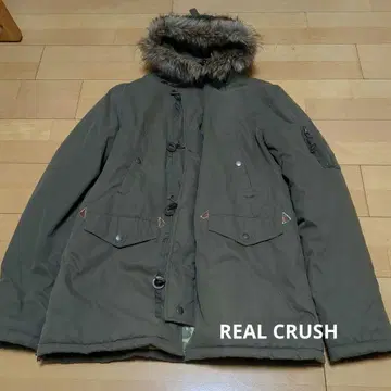 REAL CRUSH 밀리터리 스타일 다운 자켓 올리브 그린