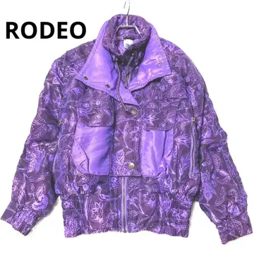로데오 나일론 자켓 아우터 화려한 꽃무늬 올 패턴 퍼플 포켓