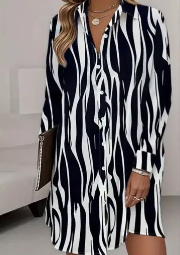 5XL 사이즈 / 스트라이프 패턴 셔츠 원피스