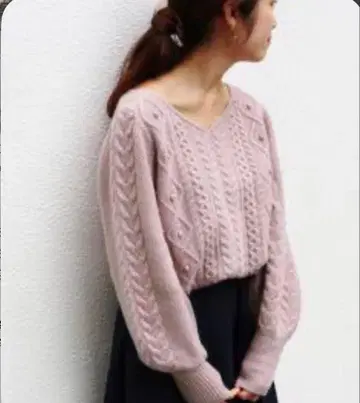 이에나 IENA AQUA 케이블 BIG 슬리브 풀오버 캐시미어 니트