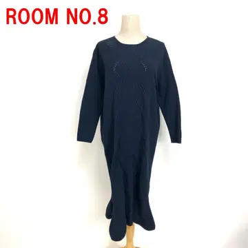 A7091 룸에이트 니트 원피스 긴팔 머메이드 플레어 네이비 F