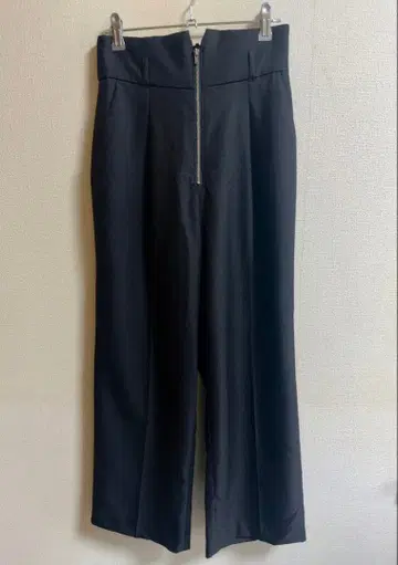 mysty woman 블랙 와이드 레그 팬츠 프론트 지퍼