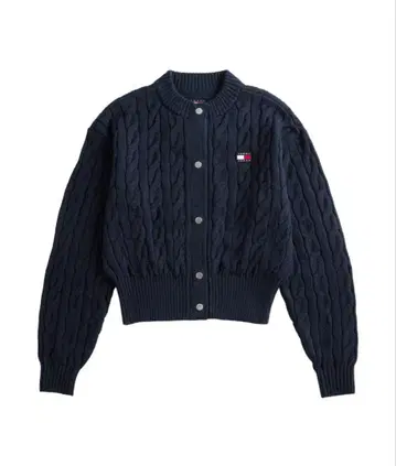 TOMMY JEANS 패치 케이블 가디건 네이비
