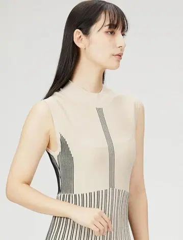 [프레이 아이디] 스트라이프 페플럼 니트 원피스 FWNO224502