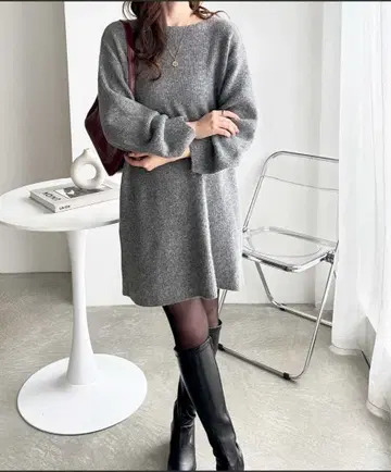 그레이 니트 원피스 긴팔