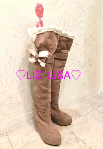 LIZ LISA 퍼 무스탕 니하이 롱 부츠