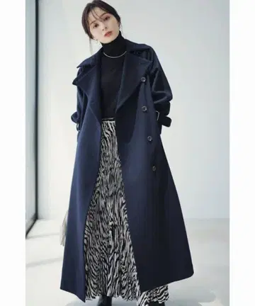 anuans 아뉴앙스 울 롱 트렌치코트(navy)