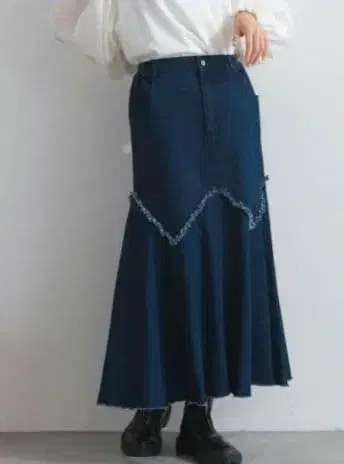 1592:10OZ 네이비 데님 머메이드 스커트 네이비 미사용 새상품