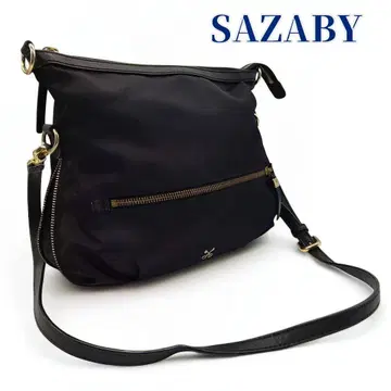 새상품급 SAZABY 나일론 숄더백 블랙 2WAY