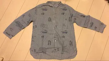 그레이 프린트 패턴 긴팔 셔츠