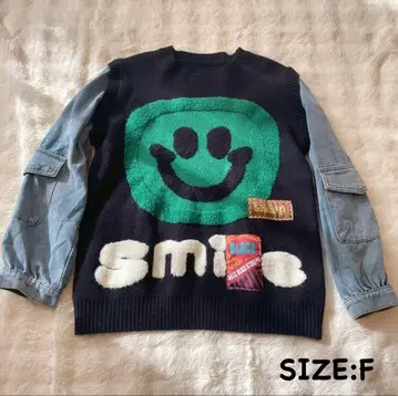 니코짱 루즈핏 니트 데님 셔츠 도킹 절개 오버 사이즈