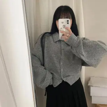 NUGU 컬러 버튼 벌룬 가디건