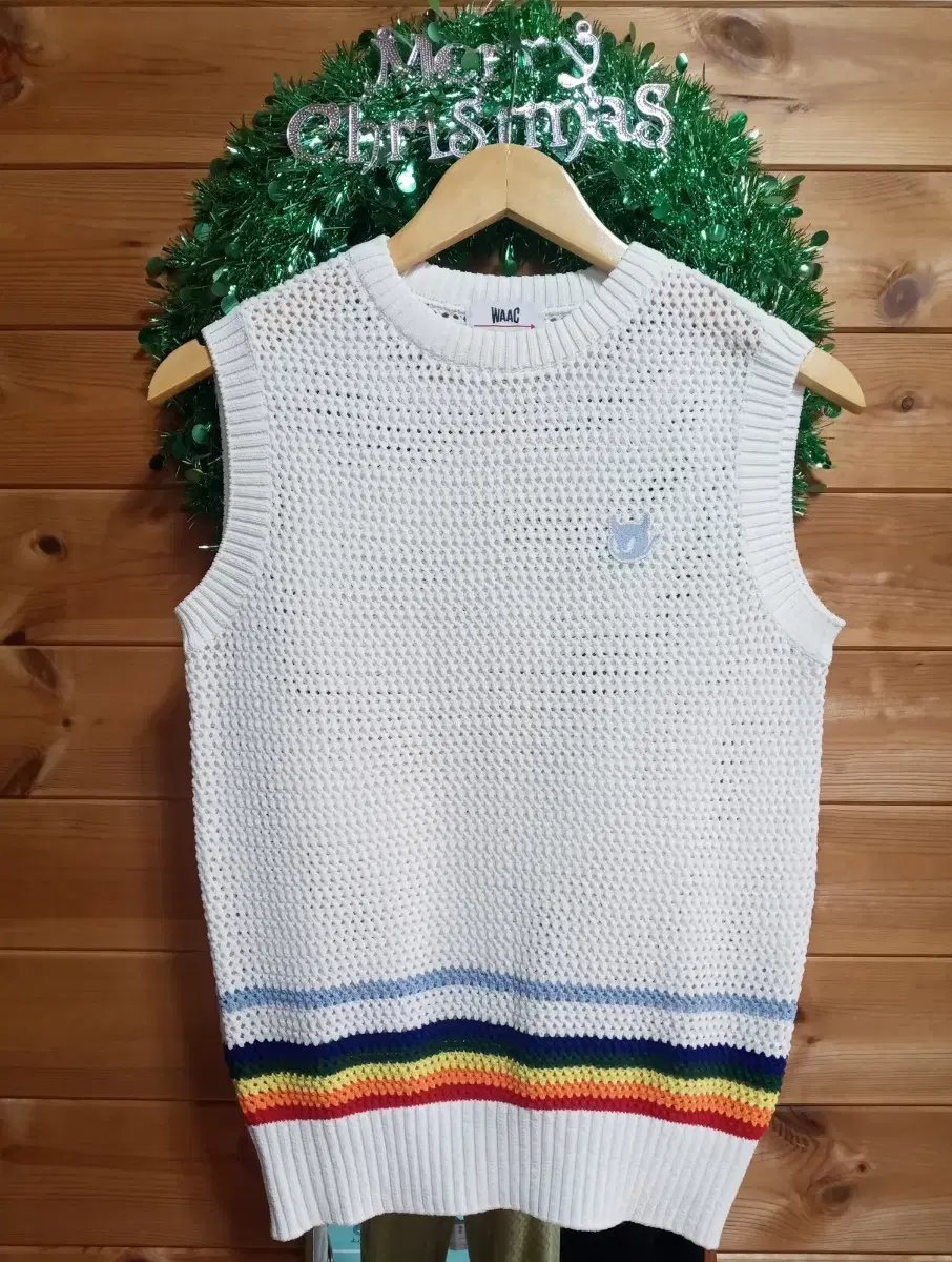 WAAC White Knit Vest Rainbow Point
