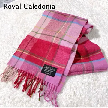 로얄 칼레도니아 램스울 머플러 핑크 체크 스코틀랜드제