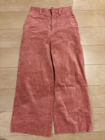 유나이티드 애로우즈 코듀로이 핑크 와이드 팬츠 S
