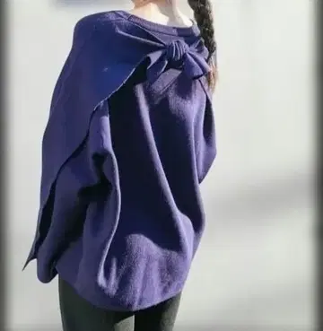 이아파피요네 이후 리본 디자인 니트 네이비 FREE