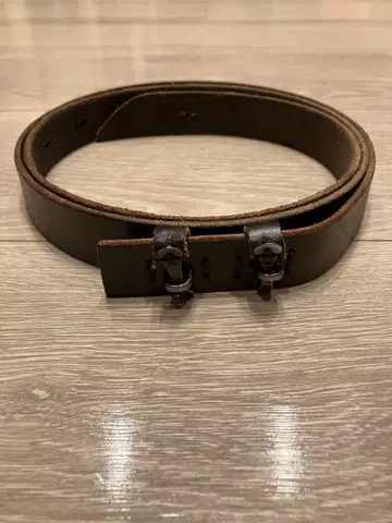 [엠에이 크로스 m.a+] 다크 브라운 가죽 더블 버클 벨트