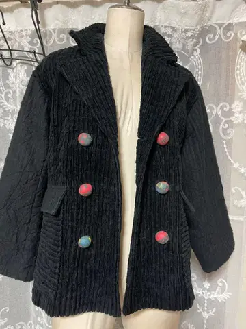 코듀로이 더블 브레스트 자켓 블랙