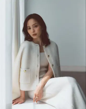 anuans 캐시미어 블렌드 노카라 니트 자켓 아이보리