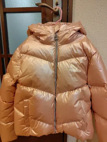 PUMA 후드 부착 다운 자켓 핑크