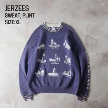 JERZEES 90s USA제 등대 패턴 맨투맨 퍼플 XL