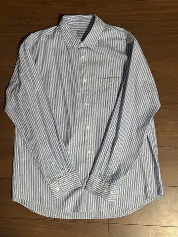 XL 블루 화이트 스트라이프 버튼 다운 셔츠
