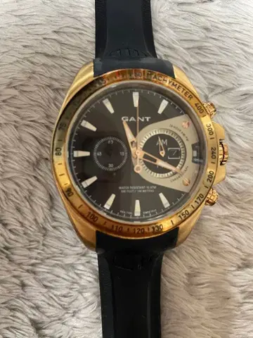 GANT 골드/블랙 크로노그래프 손목시계