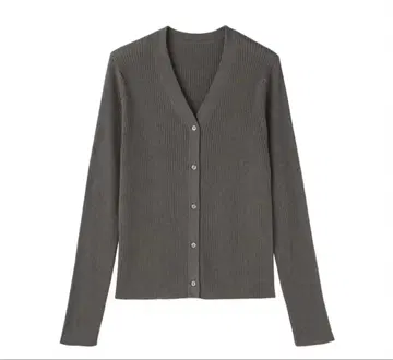 무인양품 나메라카 리브 V넥 가디건 S 스모키 브라운 새상품