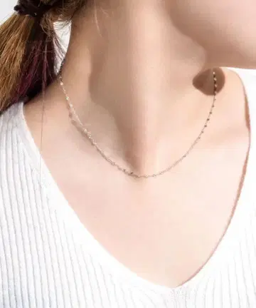 미사용 K10 미러 클레어 목걸이 화이트 골드