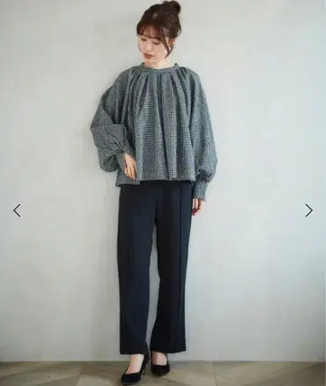 vaneum*깅엄 체크 울 100% 티셔츠