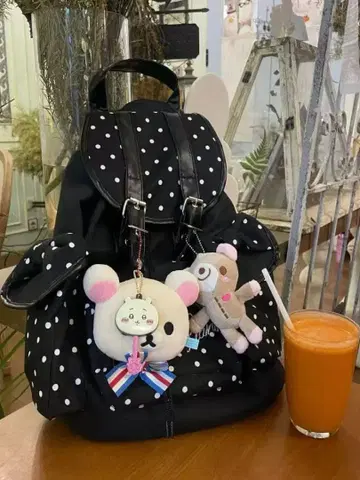백팩 냅색 y2k 헤이세이 여아 도트 위시코어