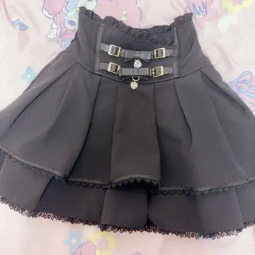 LIZLISA 2단 리본 벨트 치마바지 블랙