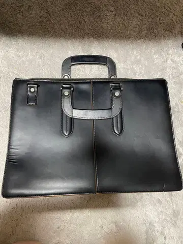 블랙 가죽 비즈니스 백 핸들 포함