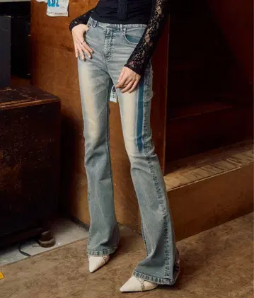 ACLENT 플레어 데님 팬츠 라이트 블루