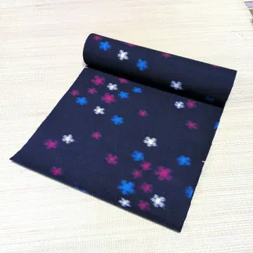 옷감 명주 칠착척 앙상블 모란 무늬 모100% 다크 네이비 꽃 무늬