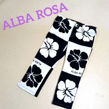 ALBA ROSA 알바 로사 하이비스커스 팬츠 데님 칠분 격자무늬 패턴