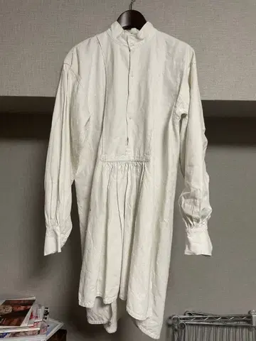 빈티지 프렌치 구제 의류 1920s 앤티크 린넨 그랑 파샤 셔츠