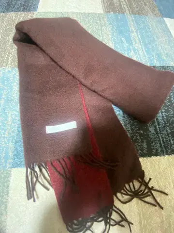 BPQC 이세탄 캐시미어 머플러 다크 브라운 와인 레드