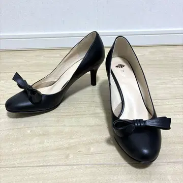 NUMBER TWENTY-ONE 리본 펌프스 블랙 가죽 22.5