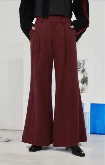 HARE 자카드 와이드 플레어 팬츠