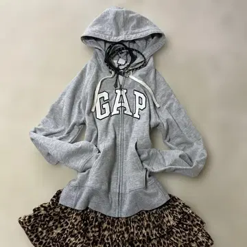 y2k 헤이세이 갸루 GAP 집업 후디 로고 후드티 그레이