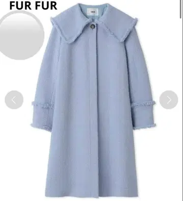 퍼퍼 FURFUR 빅 칼라 트위드 코트 블루 옷깃