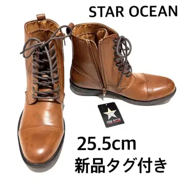 미사용 새상품 스타 오션 부츠 25.5cm 카멜 레이스업