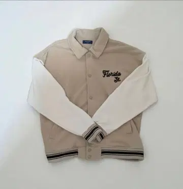 백 넘버 바시티 자켓 X-LARGE 베이지/화이트