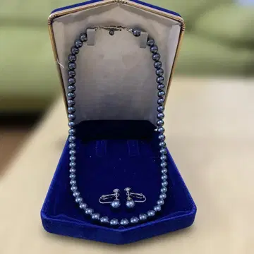 블랙 펄 목걸이 세트 귀찌 포함