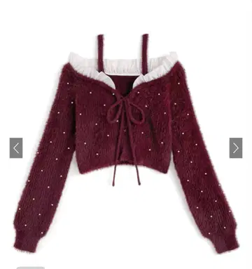 GRL 오프숄더 버건디 니트 F 사이즈