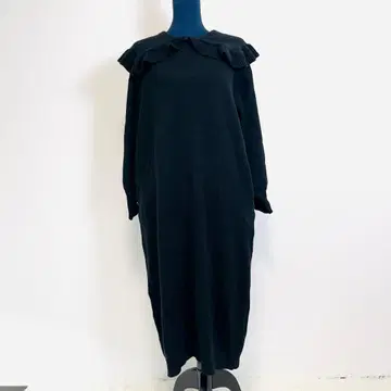 UNMINOU 앙미누 빅칼라 니트 드레스 블랙 니트 원피스