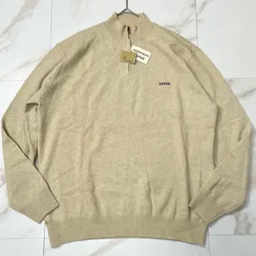 [ 미사용급 캐시미어 ] 파파스 드라이버 니트 하프 지퍼 베이지 M