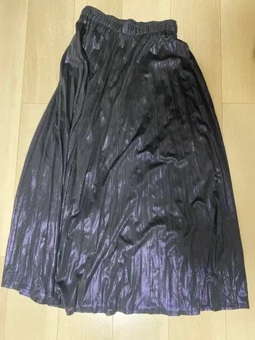 JEANASIS 글리터 롱 플리츠 스커트 블랙 사이즈 F